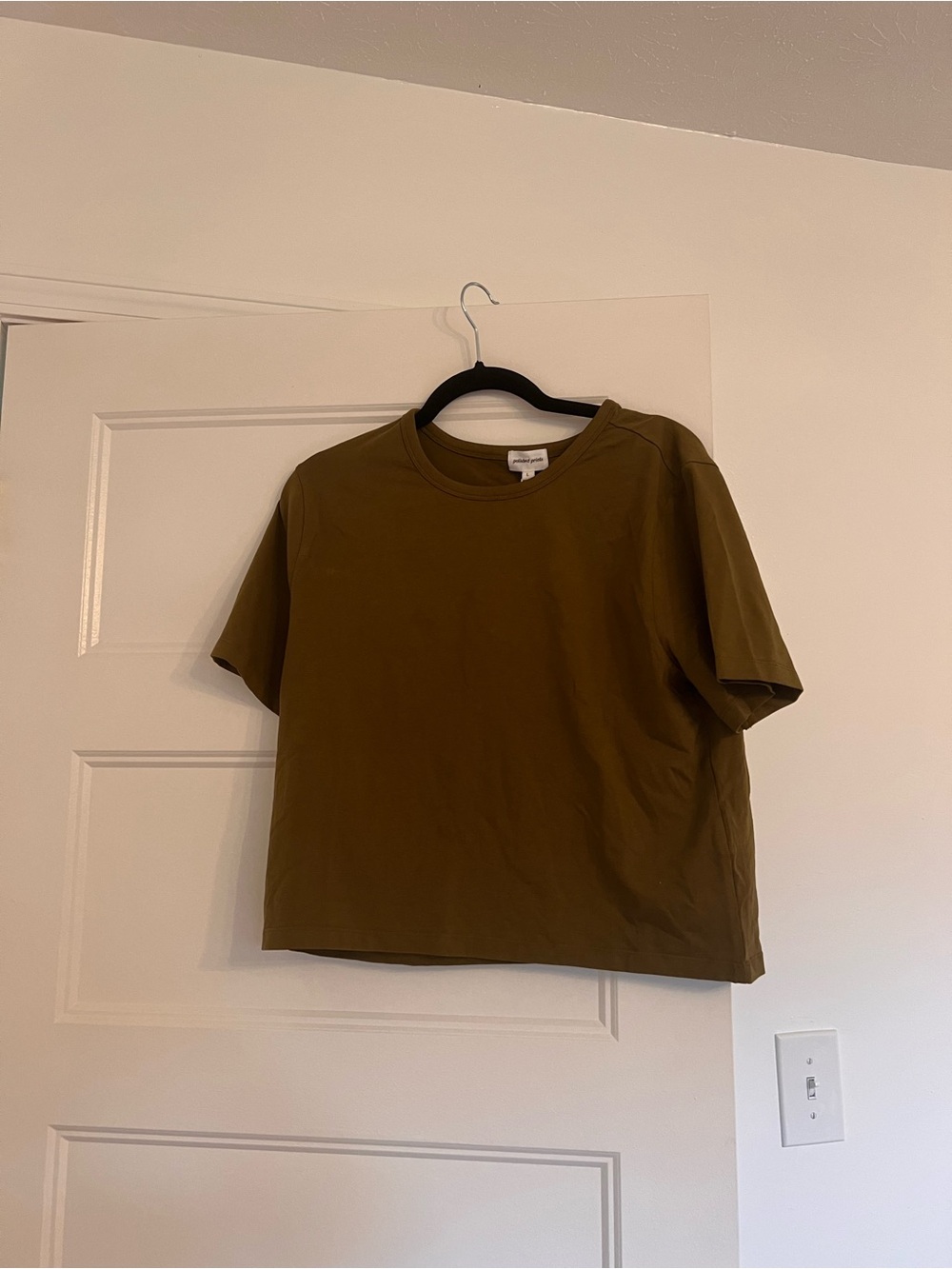 Women's Olive Crop Tee - Relaxed Crewneck